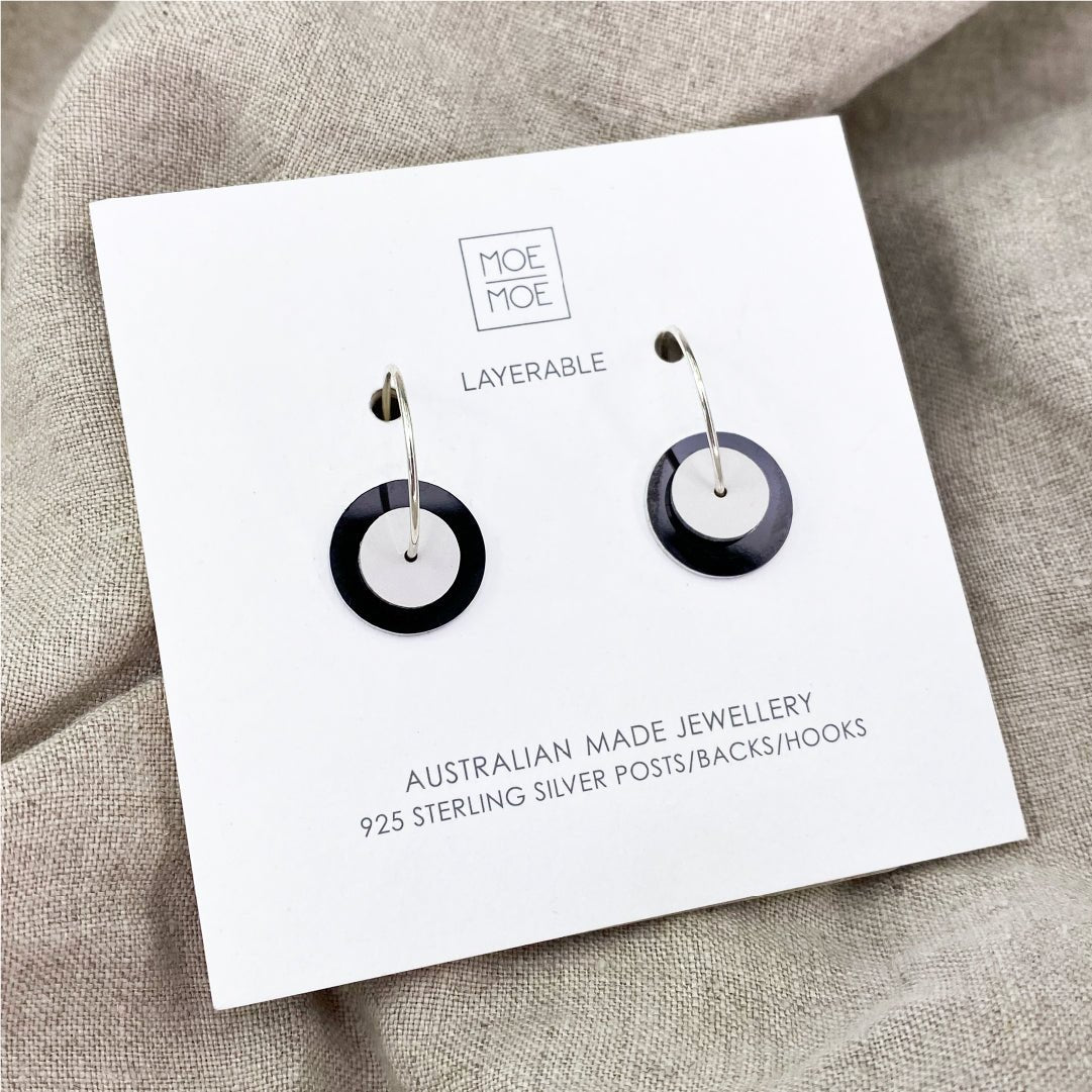 Earth&Stone Stone Stacked Disk Hoop Earrings