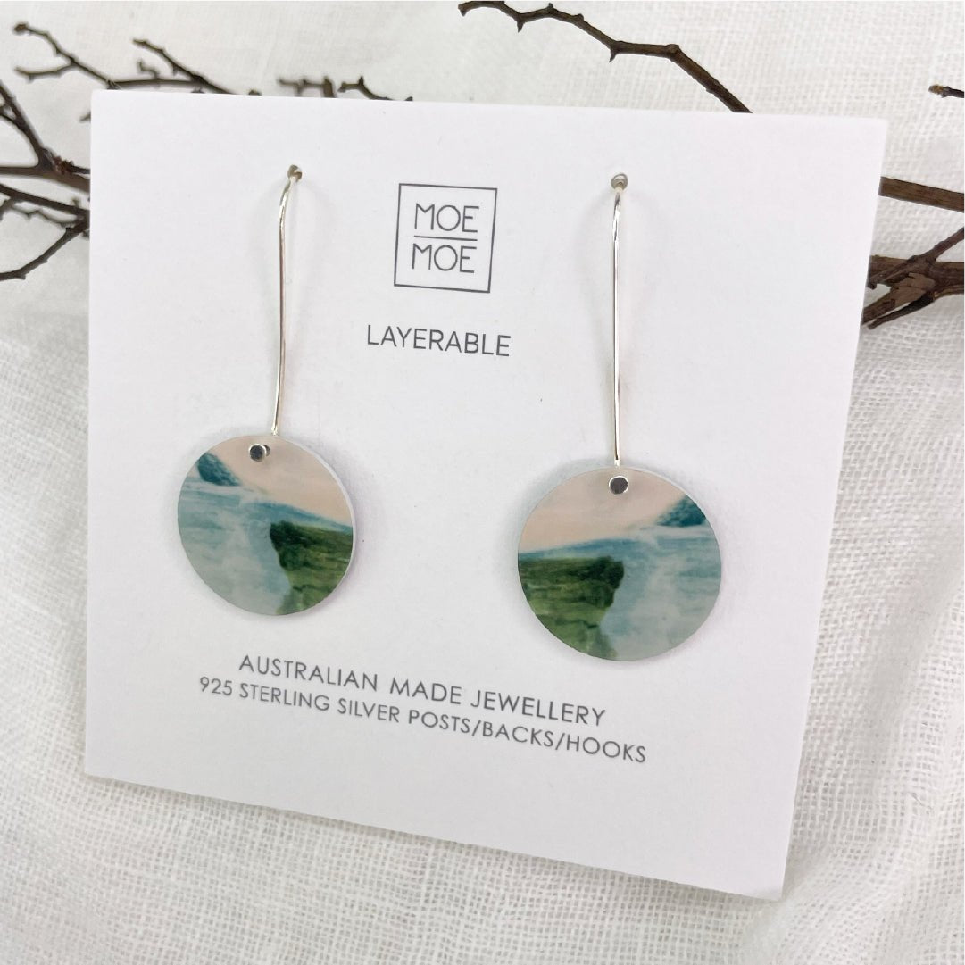 Kiasmin 2 Aura Circle Long Drop Earrings