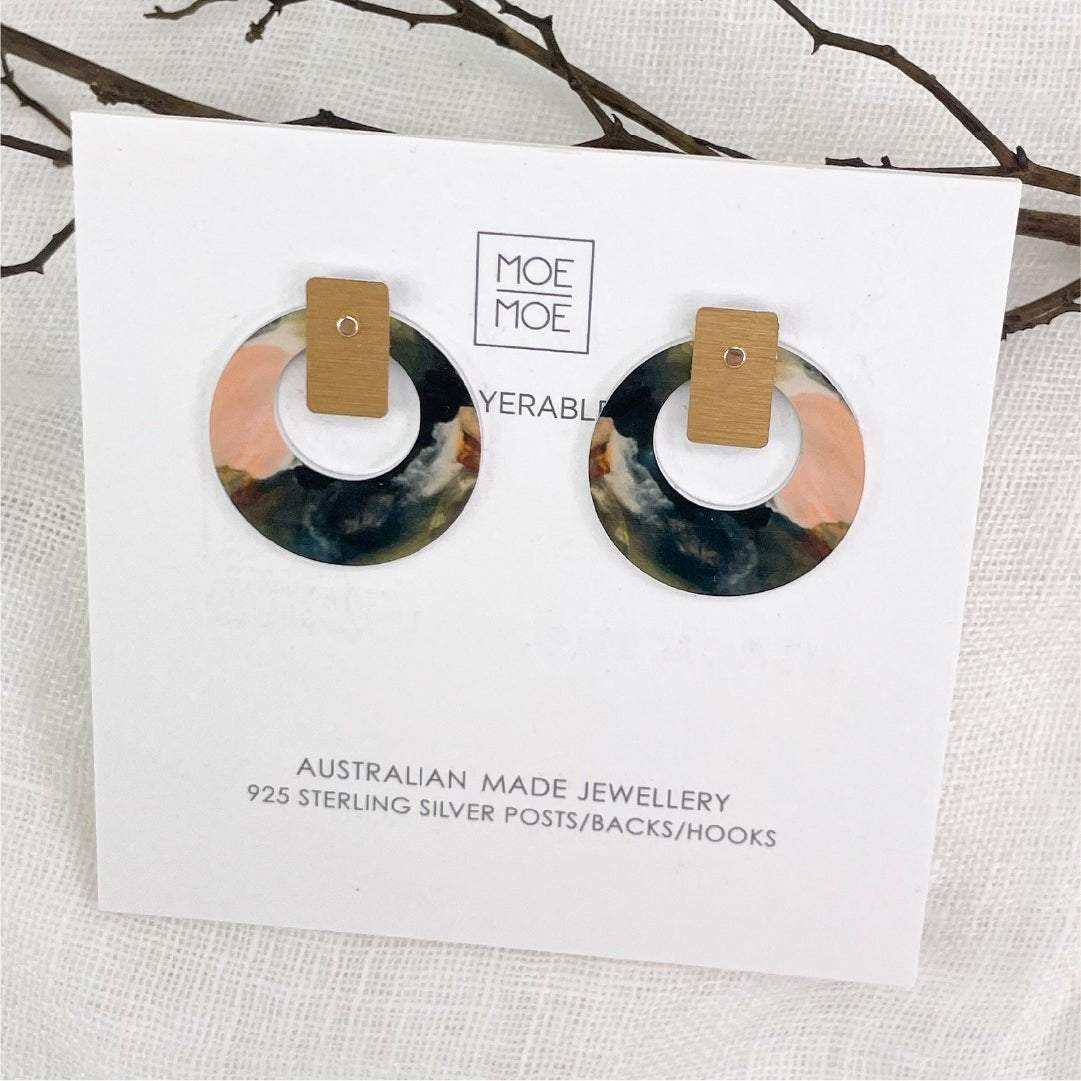 Kiasmin 2 Elegance Layered Small Retro Stud Earrings