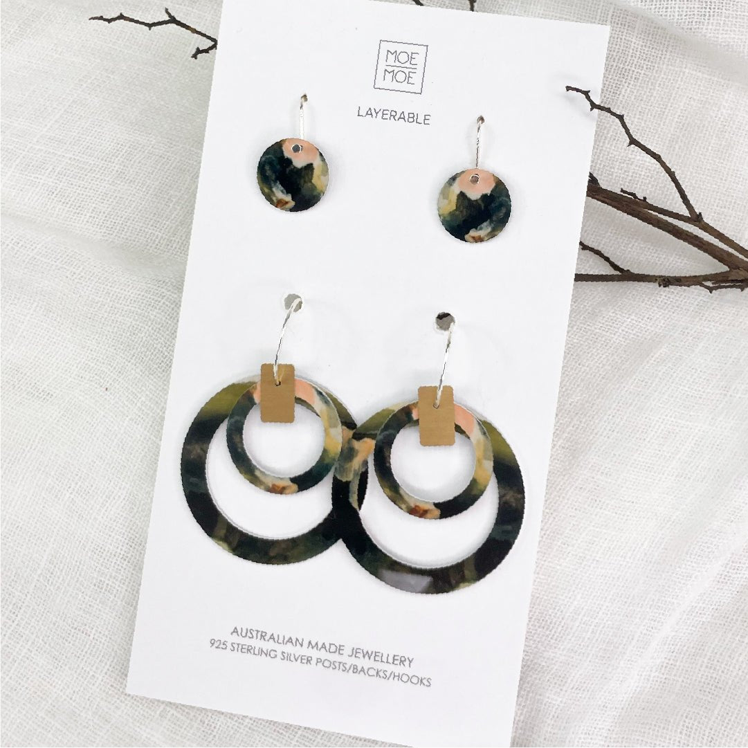 Kiasmin 2 Elegance Double Halo Circle Pack Earrings