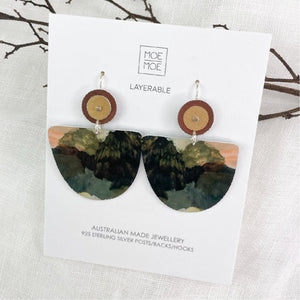 Kiasmin 2 Elegance Organic Bell Circles Drop Earrings