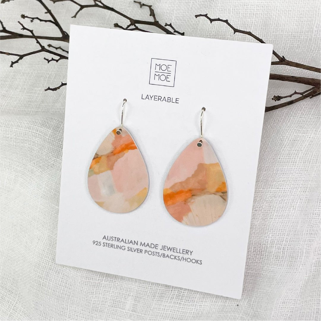 Kiasmin 2 Sunset Iconic Tear Drop Earrings