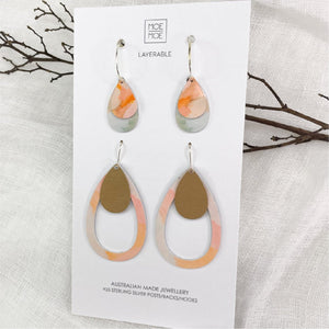 Kiasmin 2 Sunset Layered Trinity Tear Pack Earrings