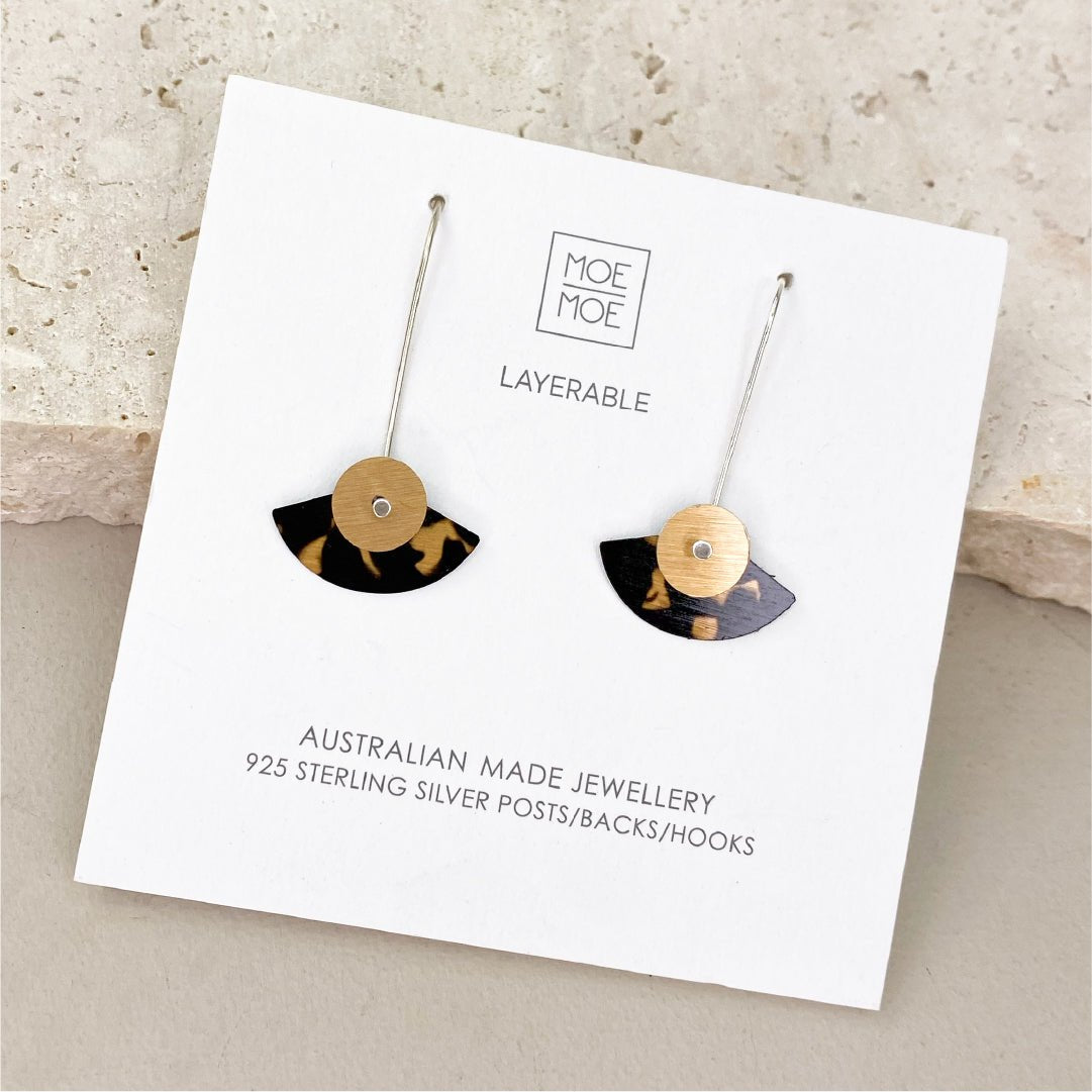LUXE Moda Layered Mini Fan Long Drop Earring