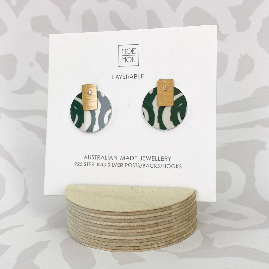 Murdie Earth Moss Layered Medium Circle Stud