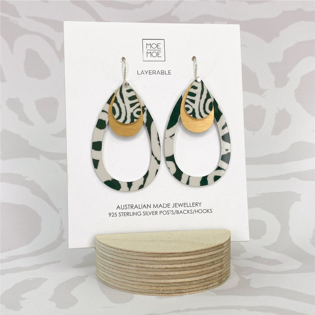 Murdie Earth Moss Layered Outline Tear Drop