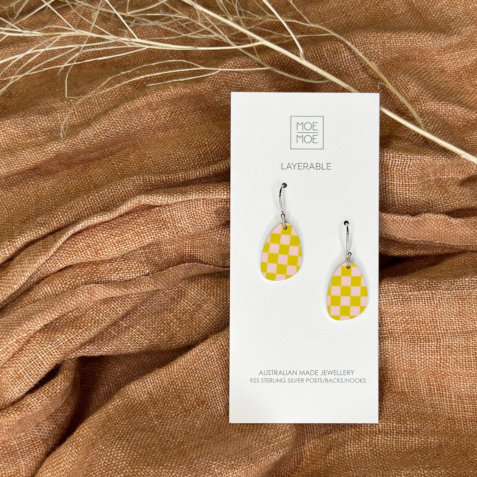 Pastel Checkers Small Geo Drop Earrings