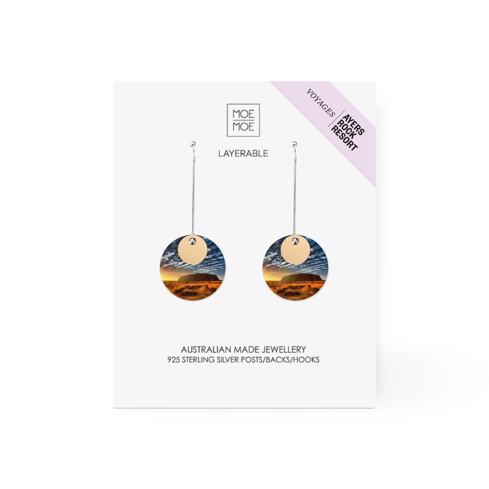 Uluru Rock Layered Circle Long Drop Earrings