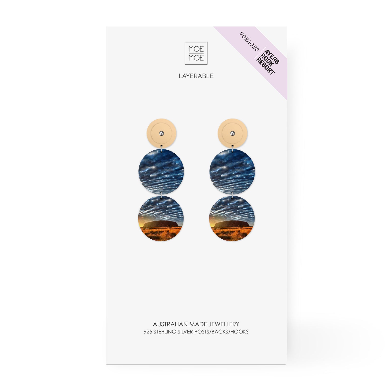 Uluru Rock Layered Trio Circle Stud Earrings
