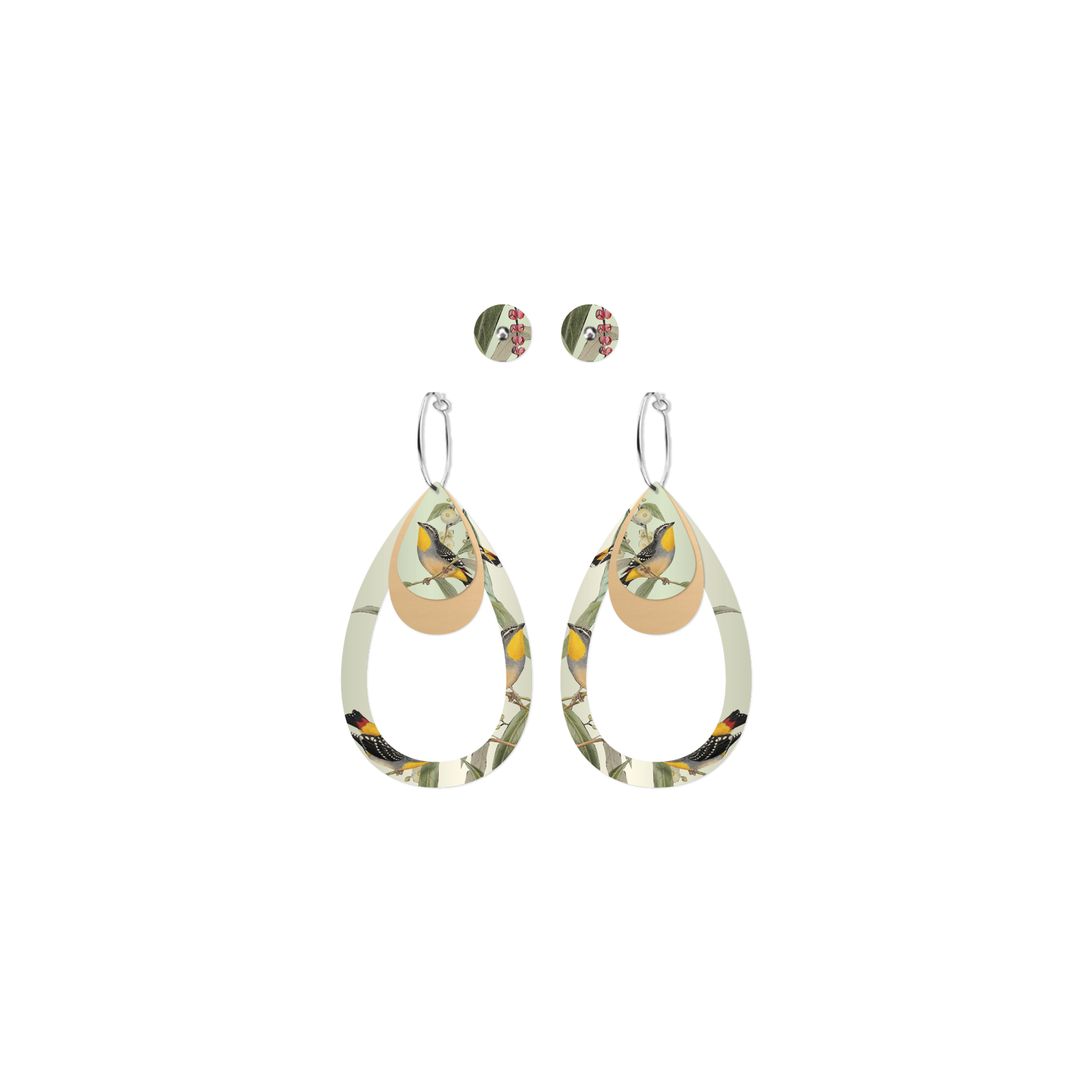 Native Birds Parrot & Pardalote Trinity Tear & Stud Pack Earring