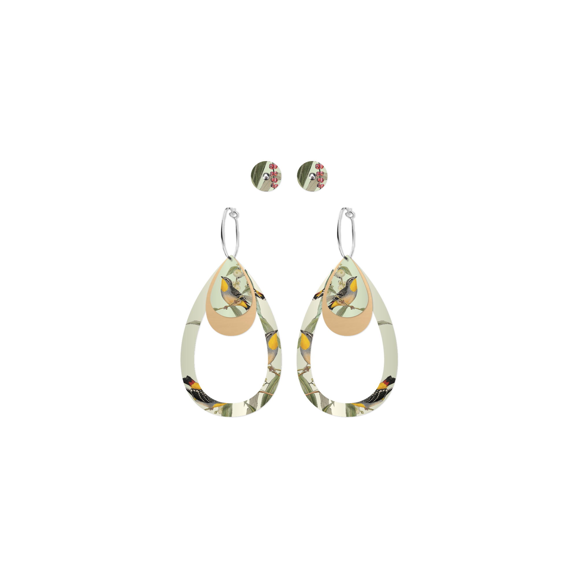 Native Birds Parrot & Pardalote Trinity Tear & Stud Pack Earring