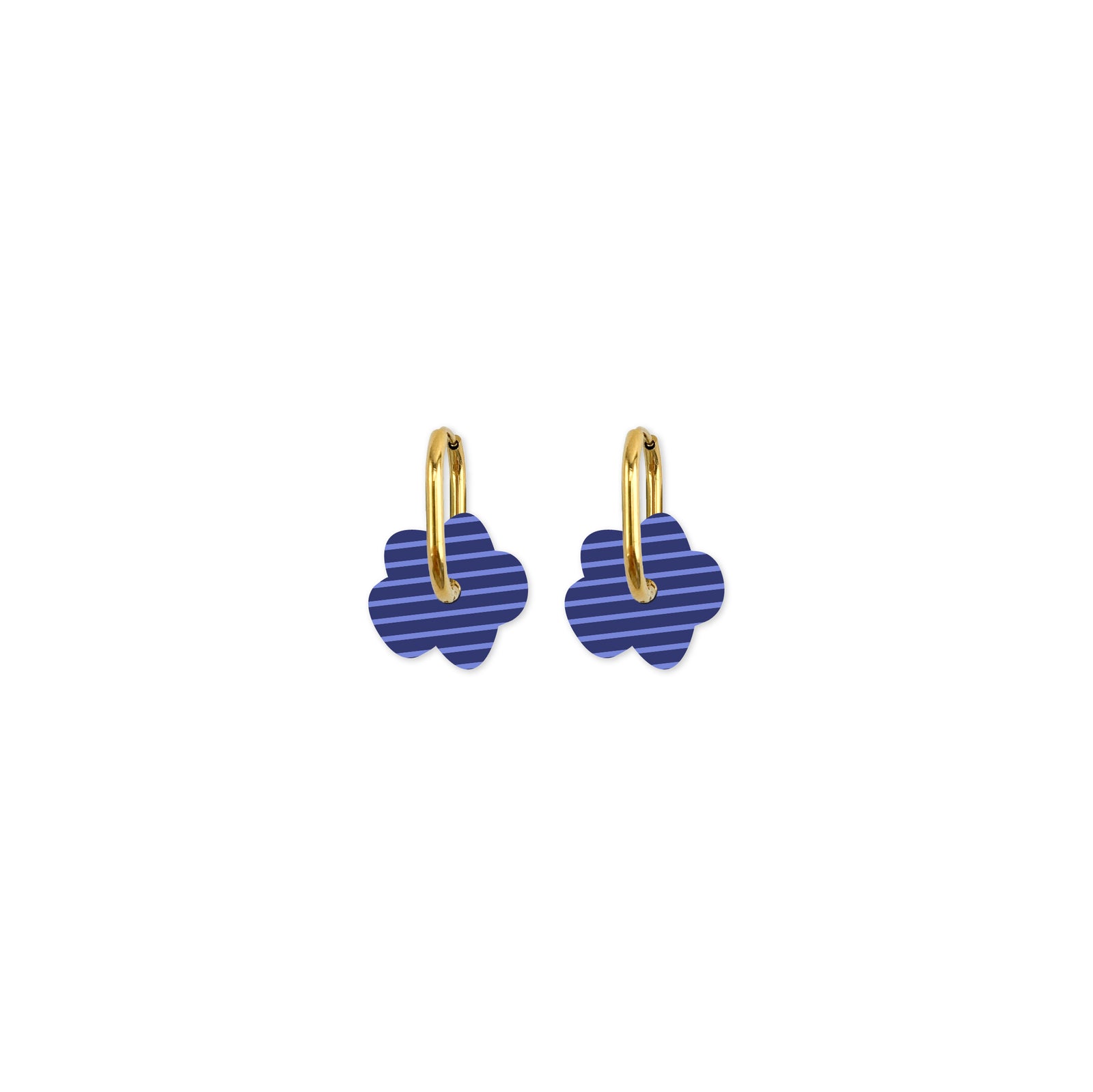 Cami Striped Flower Navy/Blue Earring