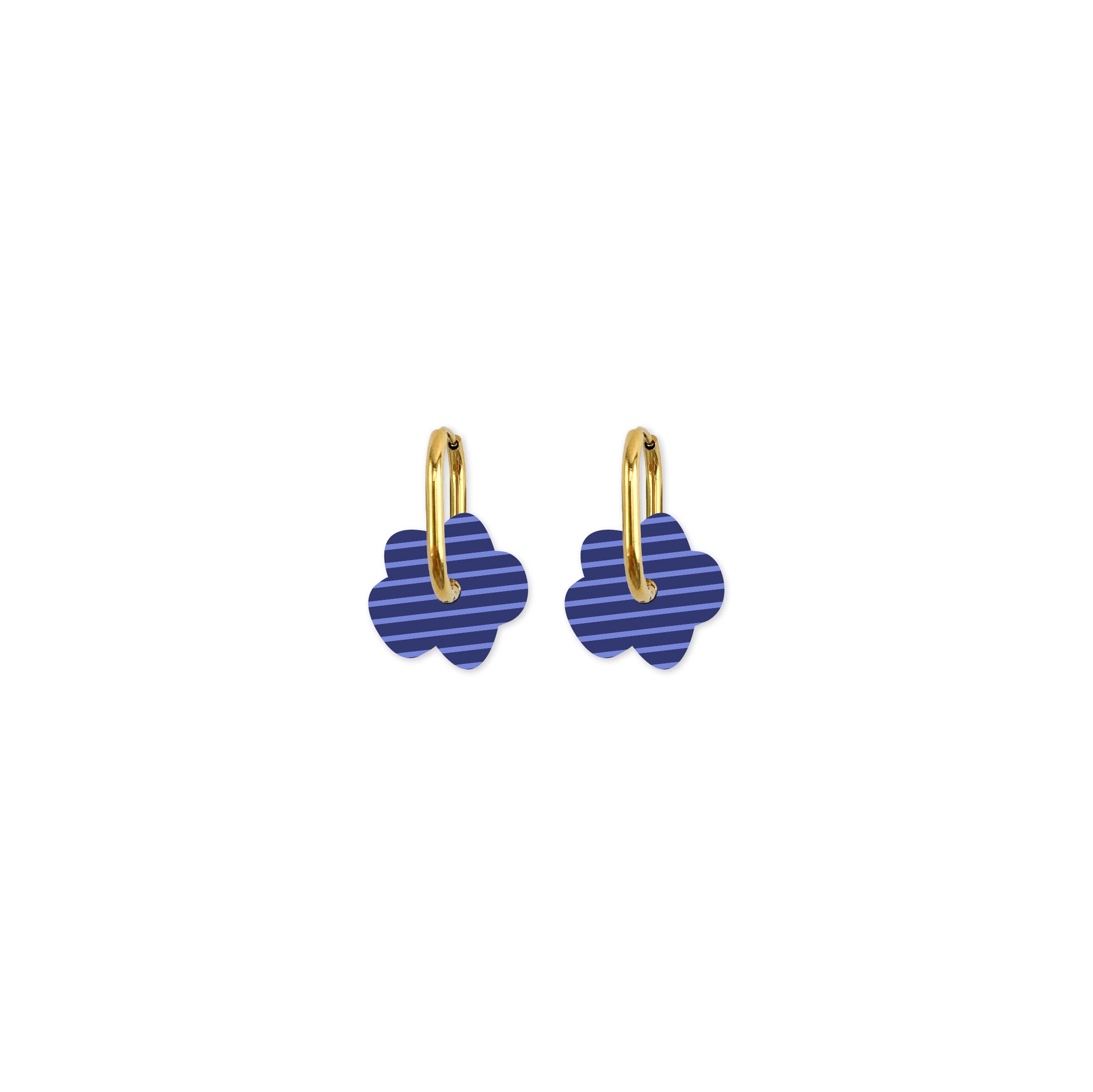 Cami Striped Flower Navy/Blue Earring