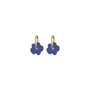 Cami Striped Flower Navy/Blue Earring