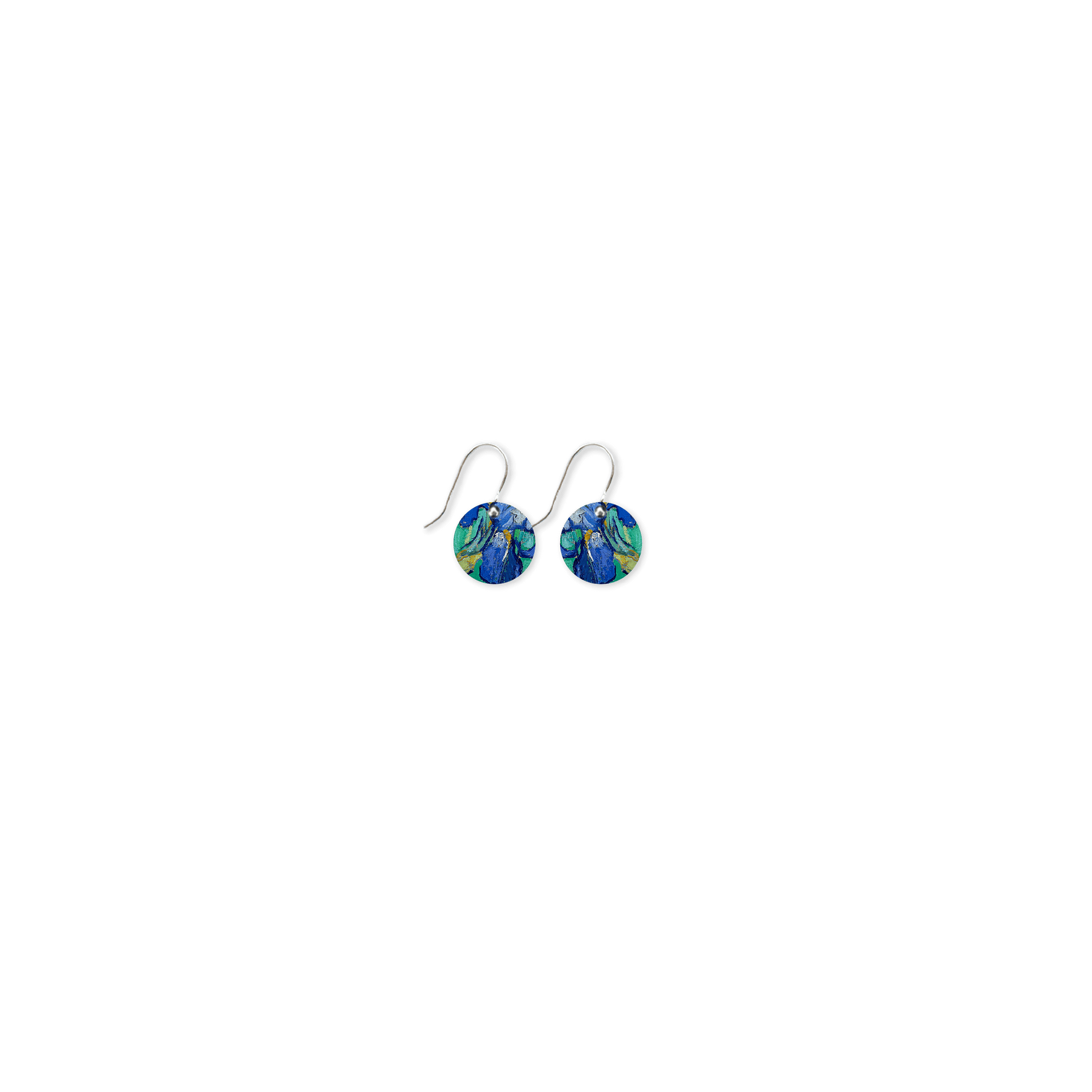 Van Gogh Irises Small Circle Drop Earrings