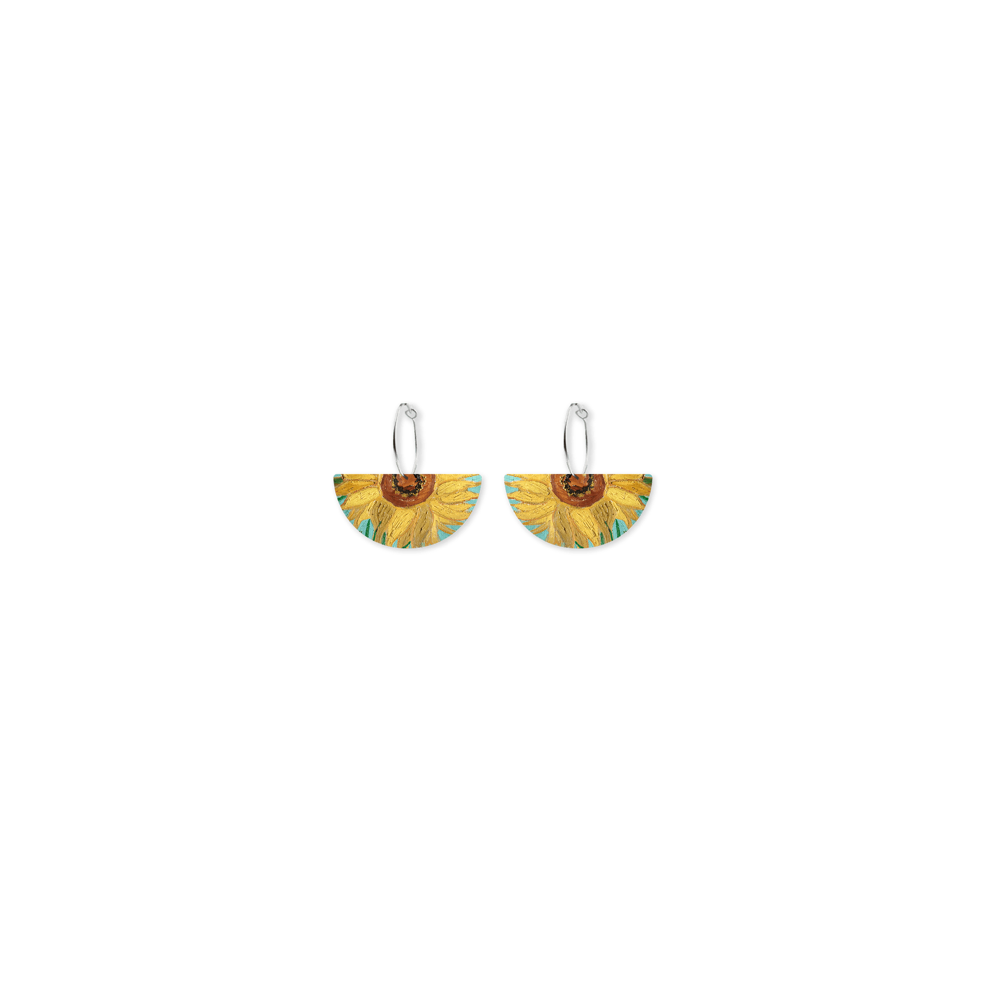 Van Gogh Sunflowers Medium Moon Hoop Earrings
