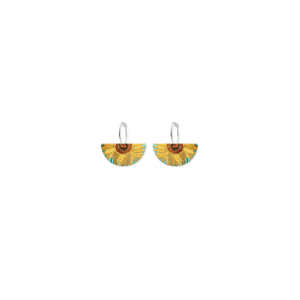 Van Gogh Sunflowers Medium Moon Hoop Earrings