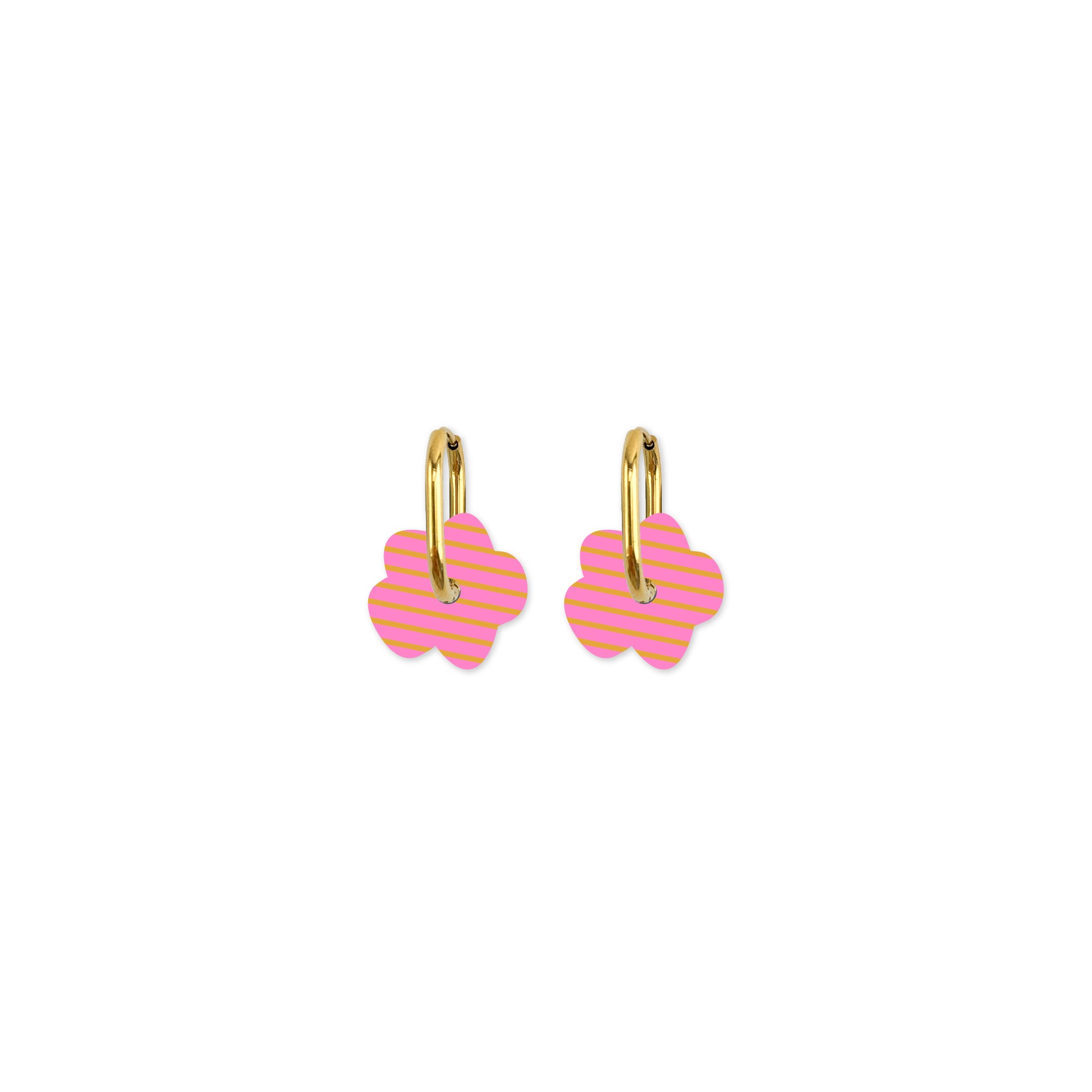 Cami Striped Flower Pink/Mustard Earring