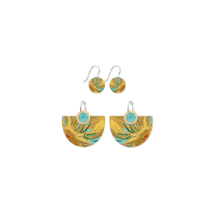 Van Gogh Sunflowers Layered Classic Bell Hoop Pack Earrings