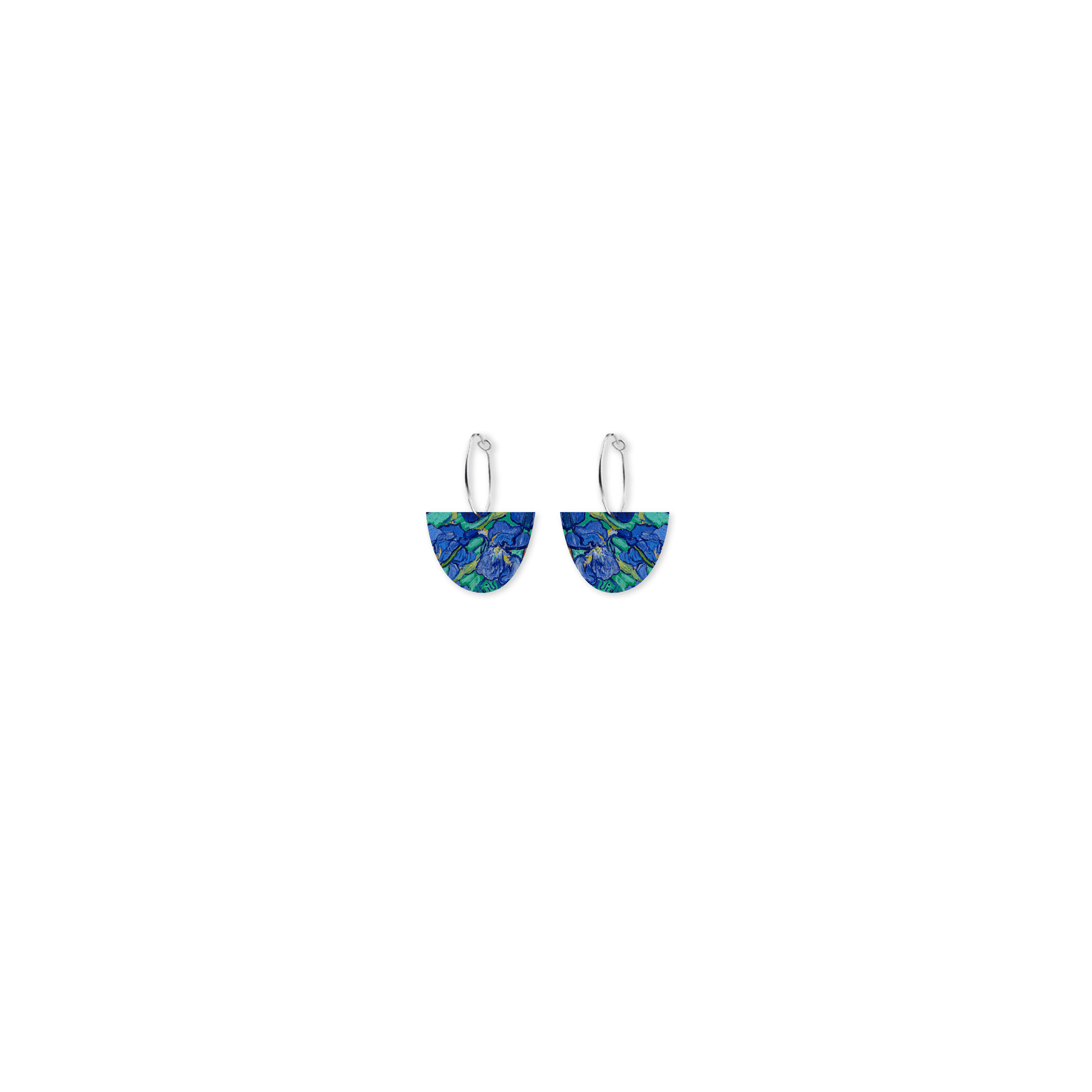 Van Gogh Irises Small Bell Hoop Earrings