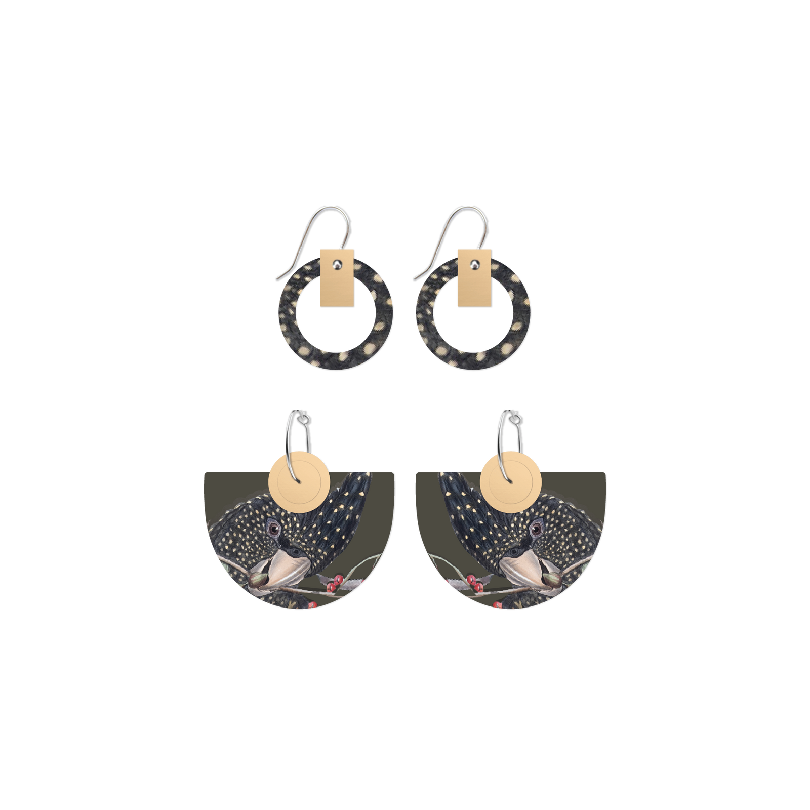 Native Birds Black Cockatoo Bell Halo Pack Earring
