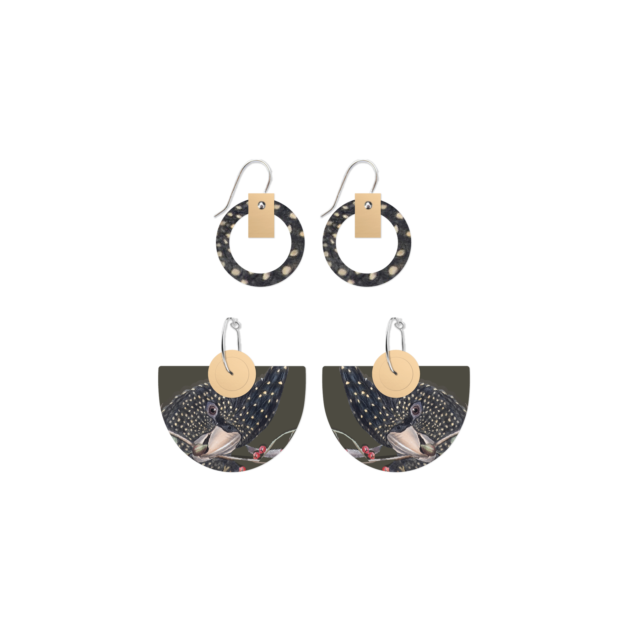 Native Birds Black Cockatoo Bell Halo Pack Earring