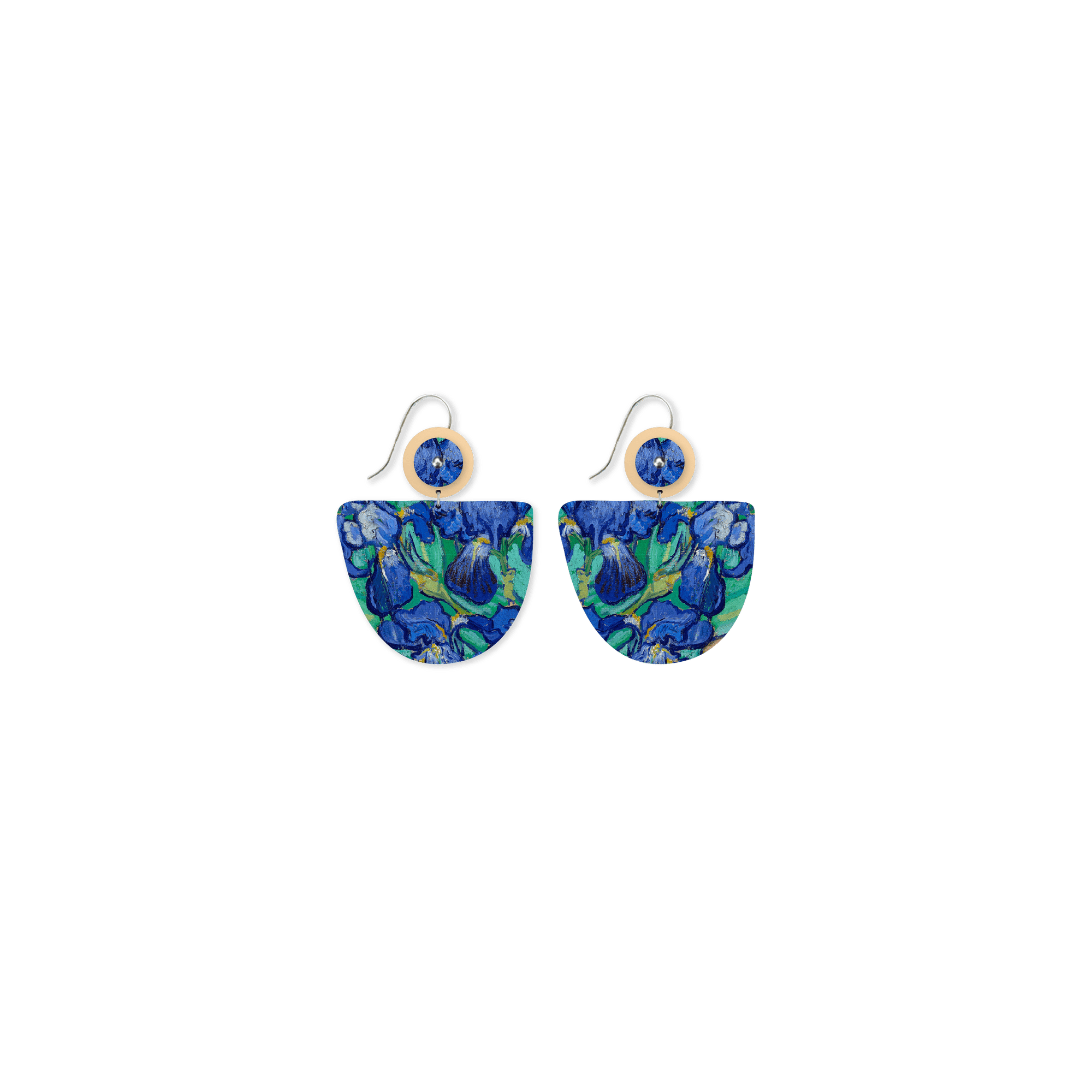 Van Gogh Irises Organic Bell Circle Drop Earrings