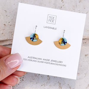 Van Gogh Sunflowers Layered Mini Fan Drop Earrings