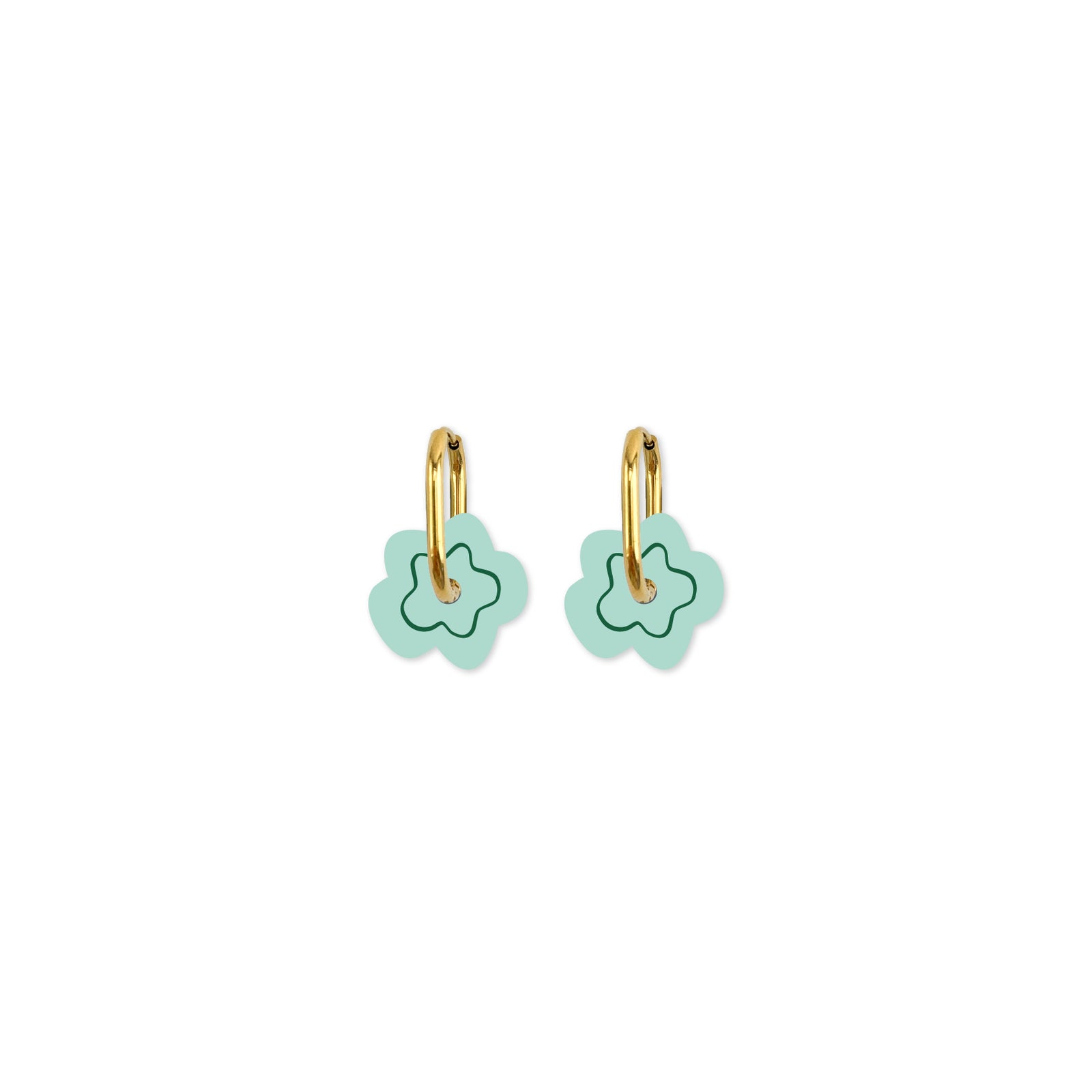 Cami Organic Flower Mint/Pine Earring