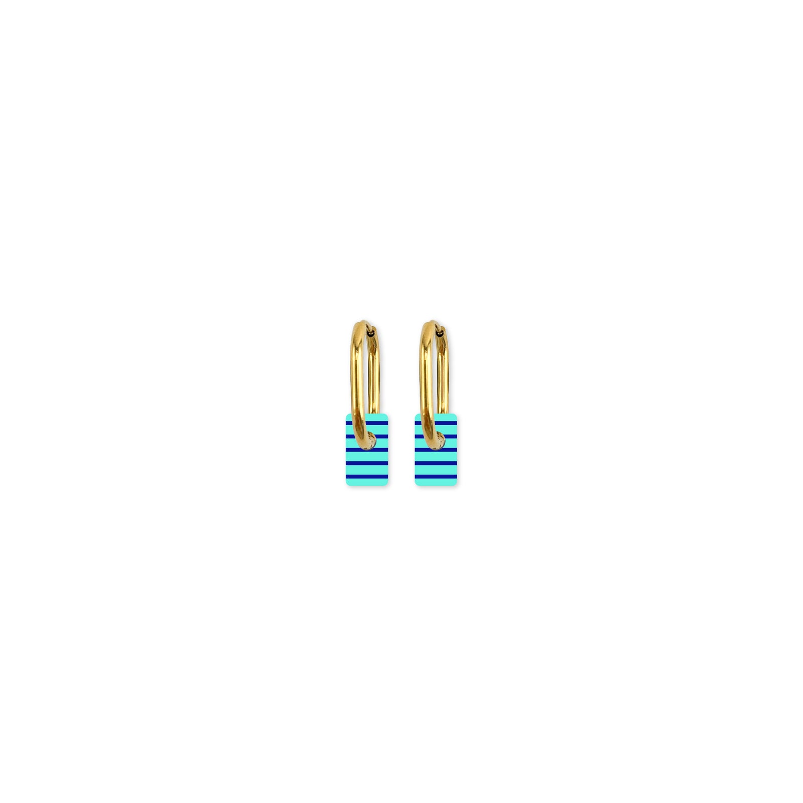 Cami Striped Tab Aqua/Navy Earring