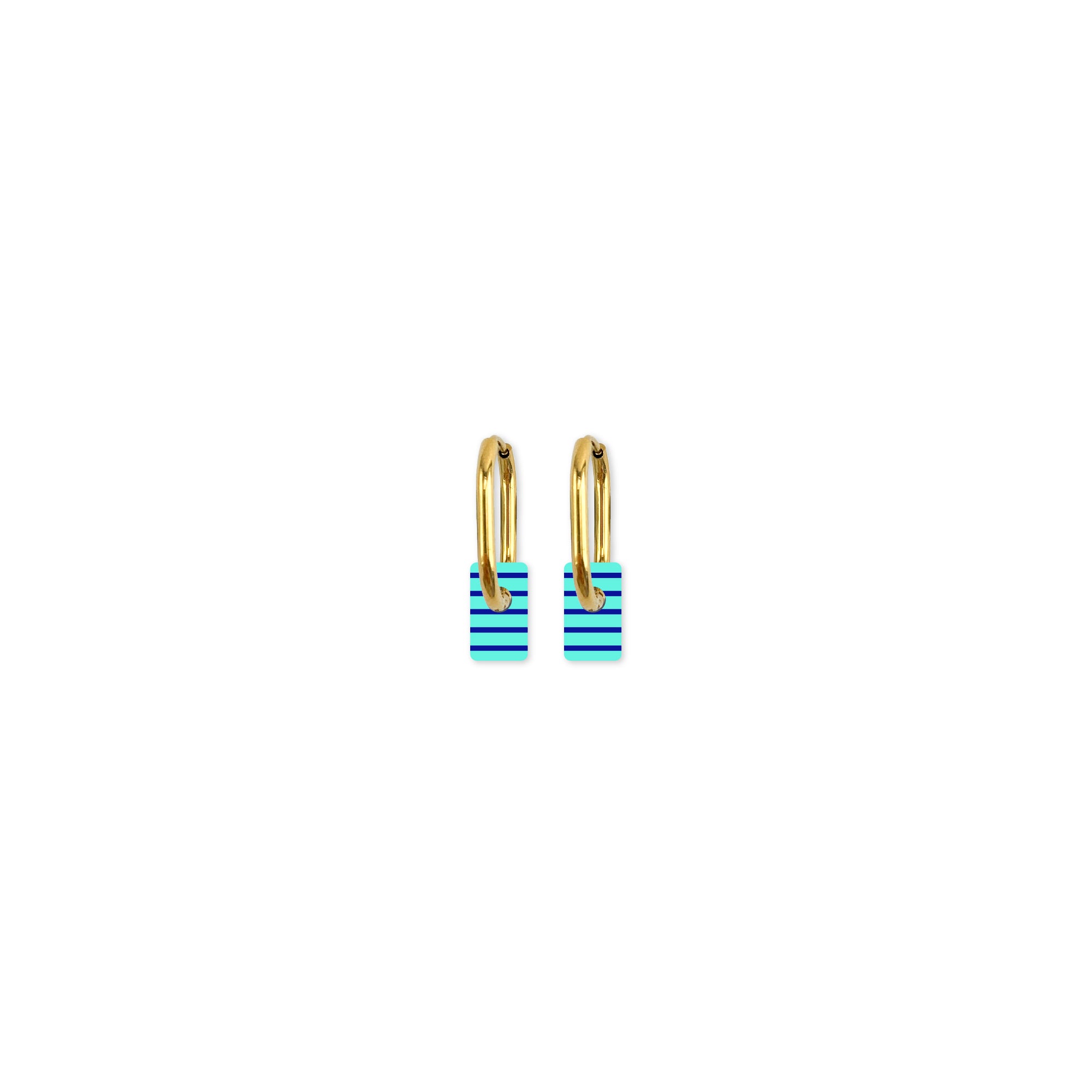 Cami Striped Tab Aqua/Navy Earring