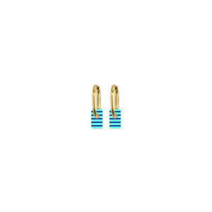 Cami Striped Tab Aqua/Navy Earring