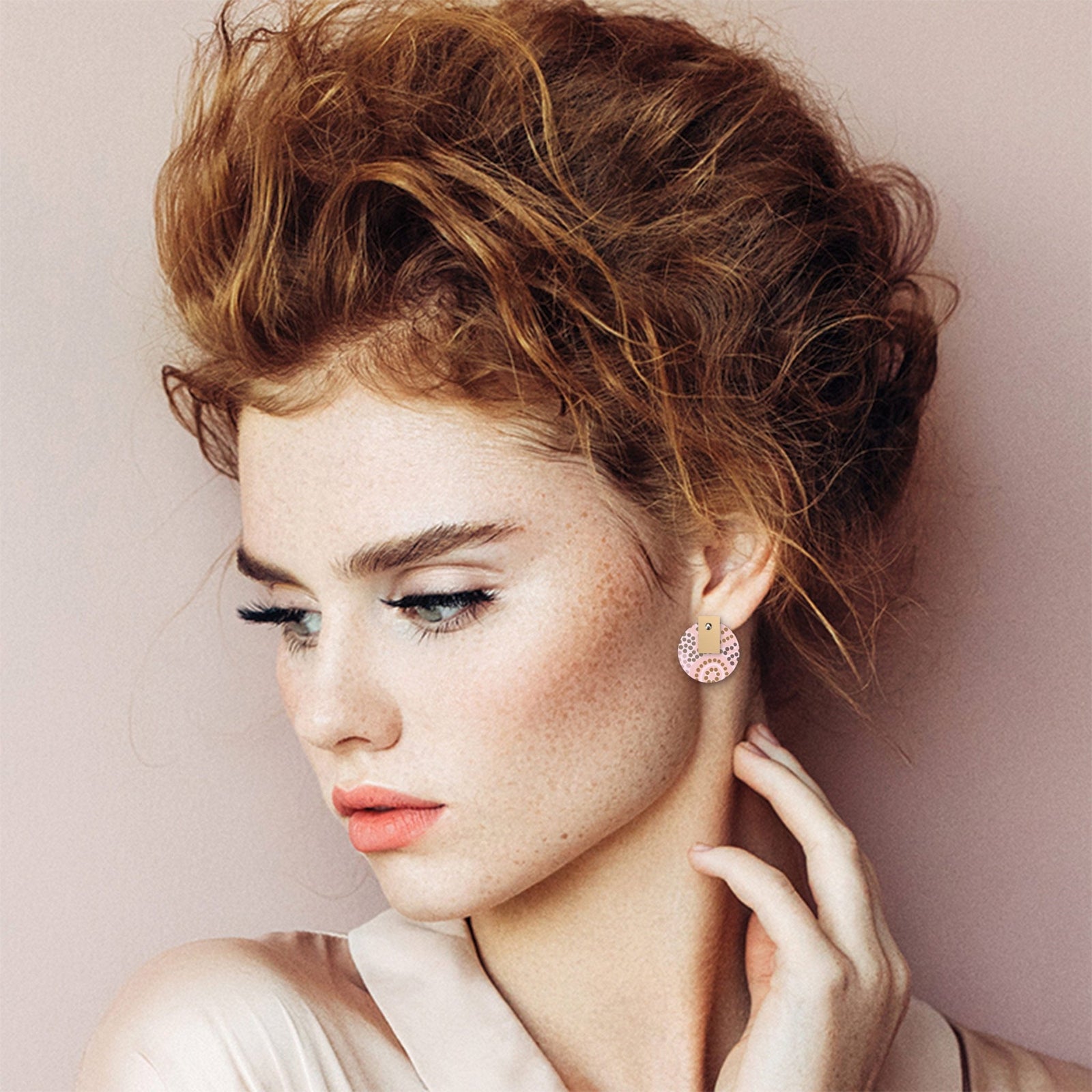 Azeza Possum Ceremony Layered Medium circle Stud Earrings