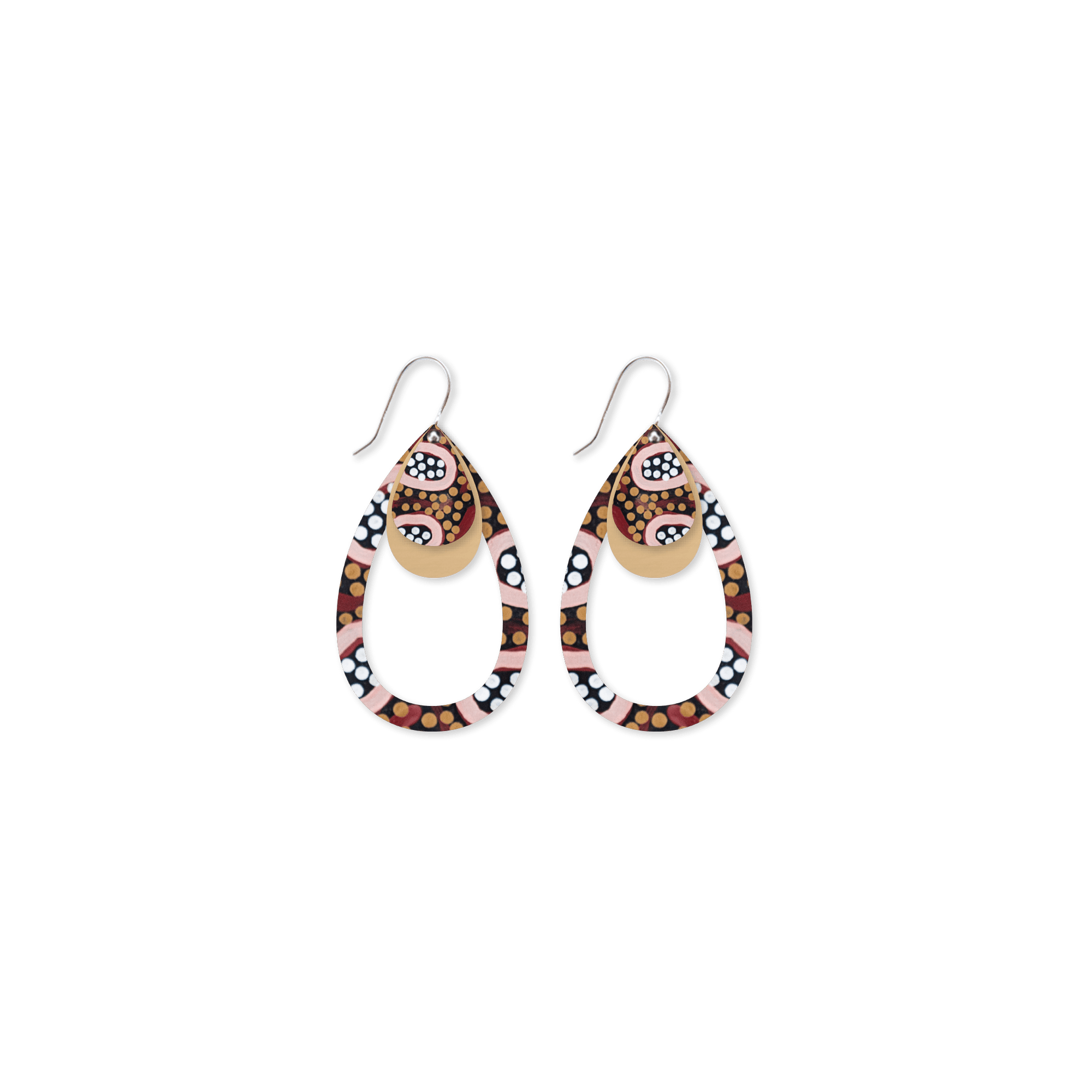 Azeza Possum Country Layered Outline Tear Drop Earrings