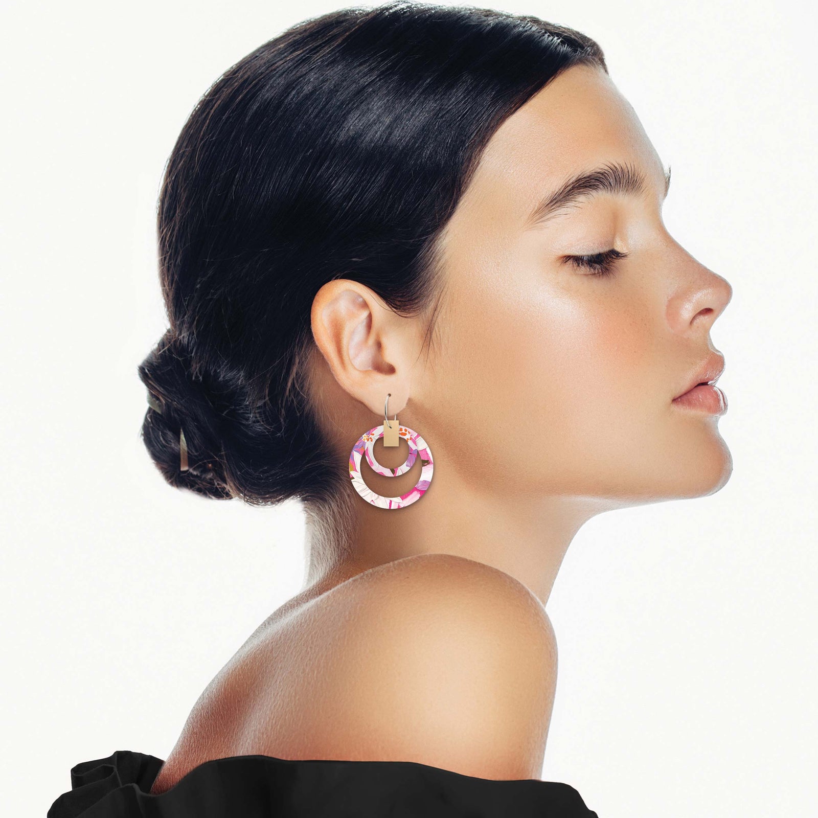 Kelsie Rose Power Pink Double Halo Hoop Earrings