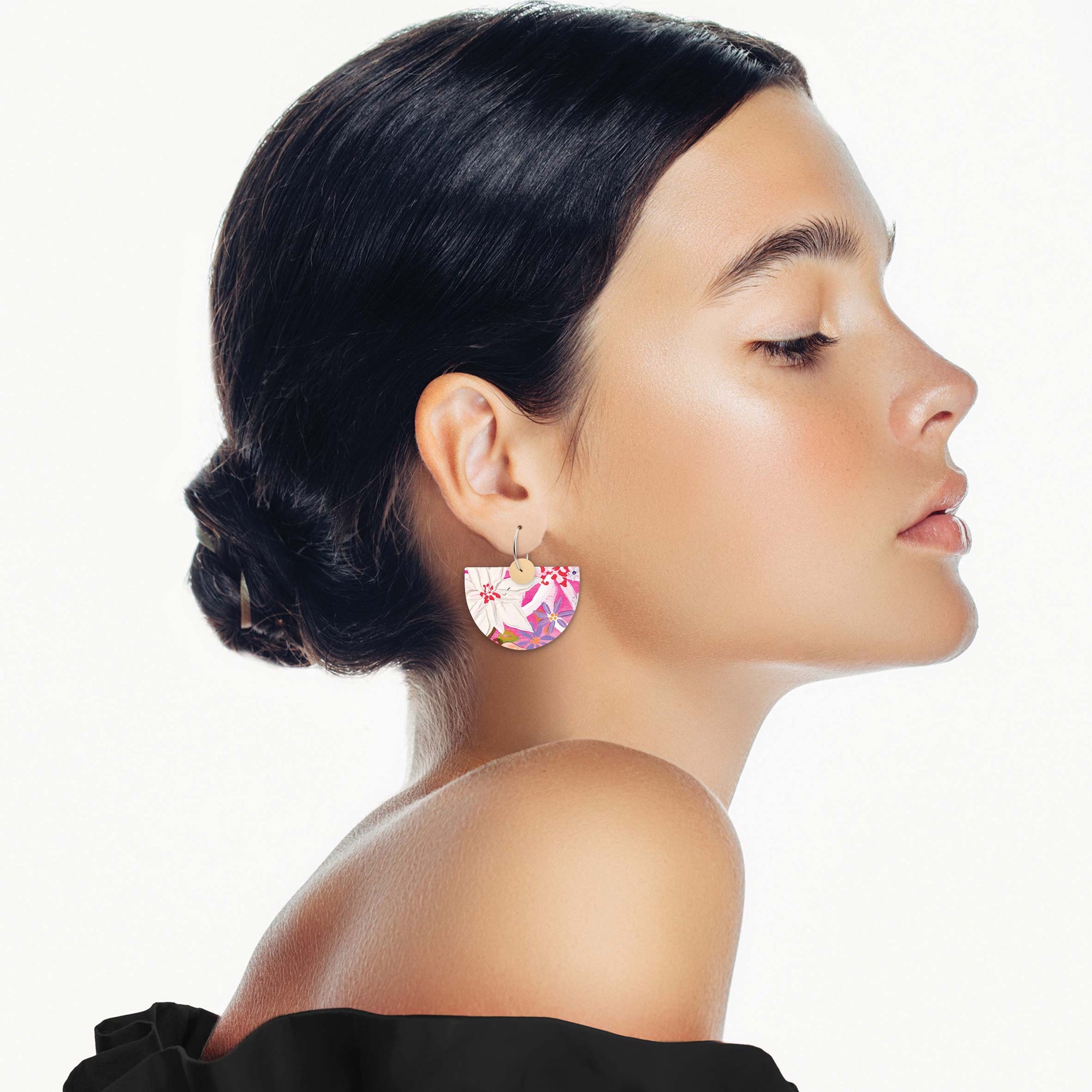 Kelsie Rose Power Pink Layered Classic Bell Hoop Earrings