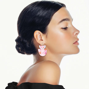 Kelsie Rose Power Pink Layered Double Bell Drop Earrings