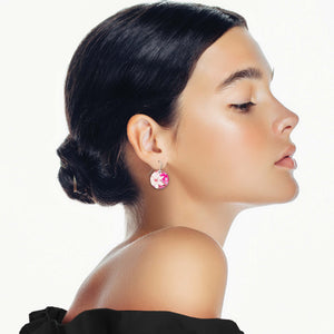 Kelsie Rose Power Pink Layered Large Circle Drop Earrings