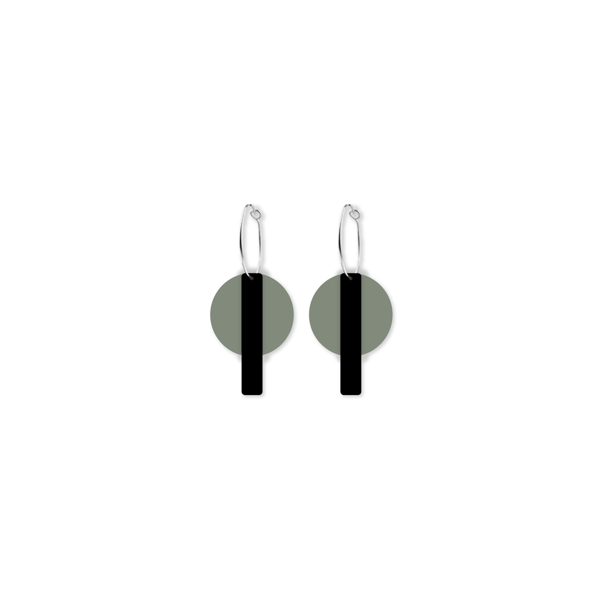Earth&Stone Olive Orbit Bar Stack Hoop Earrings