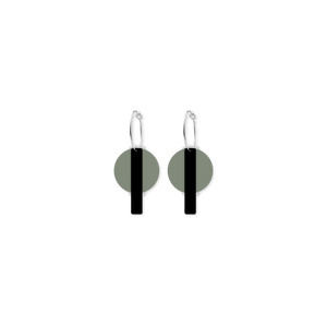 Earth&Stone Olive Orbit Bar Stack Hoop Earrings