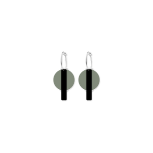 Earth&Stone Olive Orbit Bar Stack Hoop Earrings