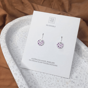 Purple Dots Mini Circle Drop Earrings
