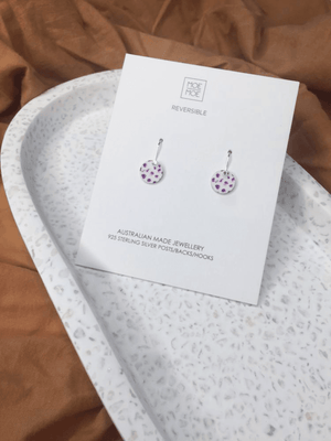 Purple Dots Mini Circle Drop Earrings