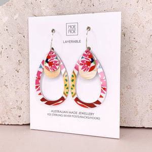 Miss Moresby Fiesta Layered Outline Tear Hoop Earrings