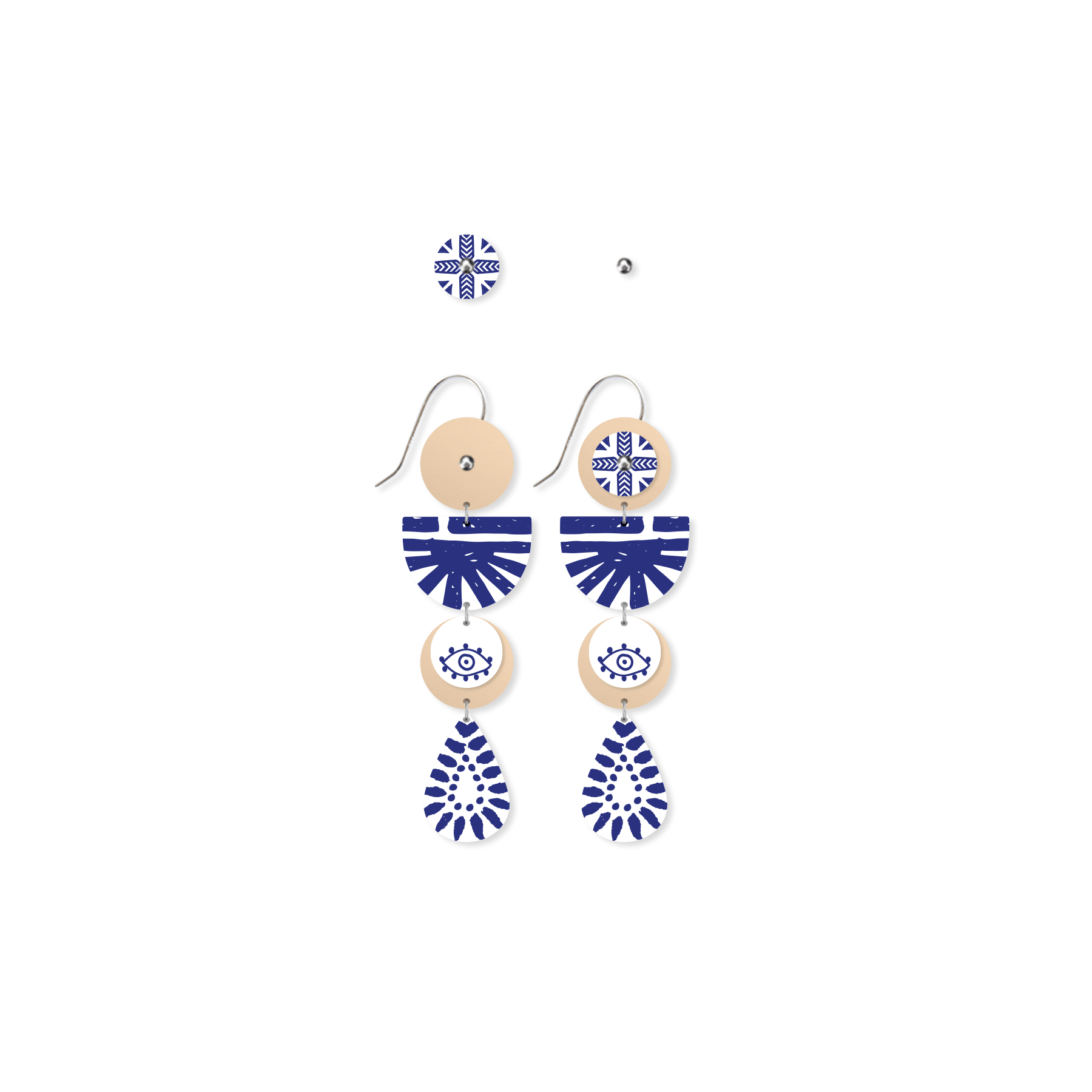 Ellenika Stacked Pente Drop Earrings