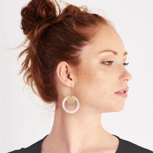 Flaxen Clay Layered Circle Outline Long Drop Earrings