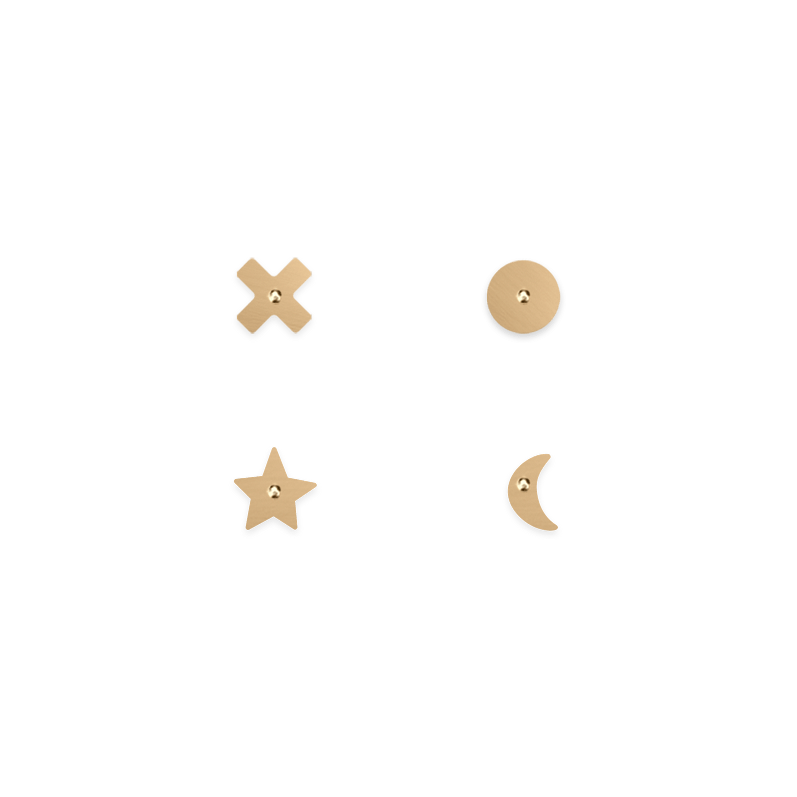 Mirrored Gold Signature Four Stud Earrings Pack