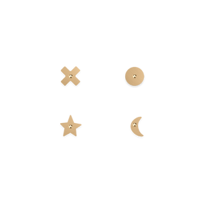 Mirrored Gold Signature Four Stud Earrings Pack