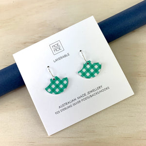 Gingham Emerald Mini Pagoda Drop Earrings