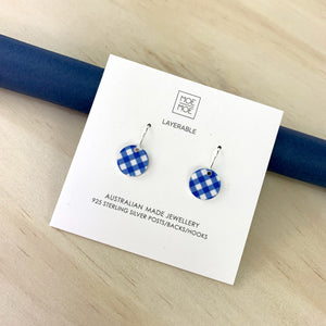 Gingham Sapphire Small Circle Drop Earrings